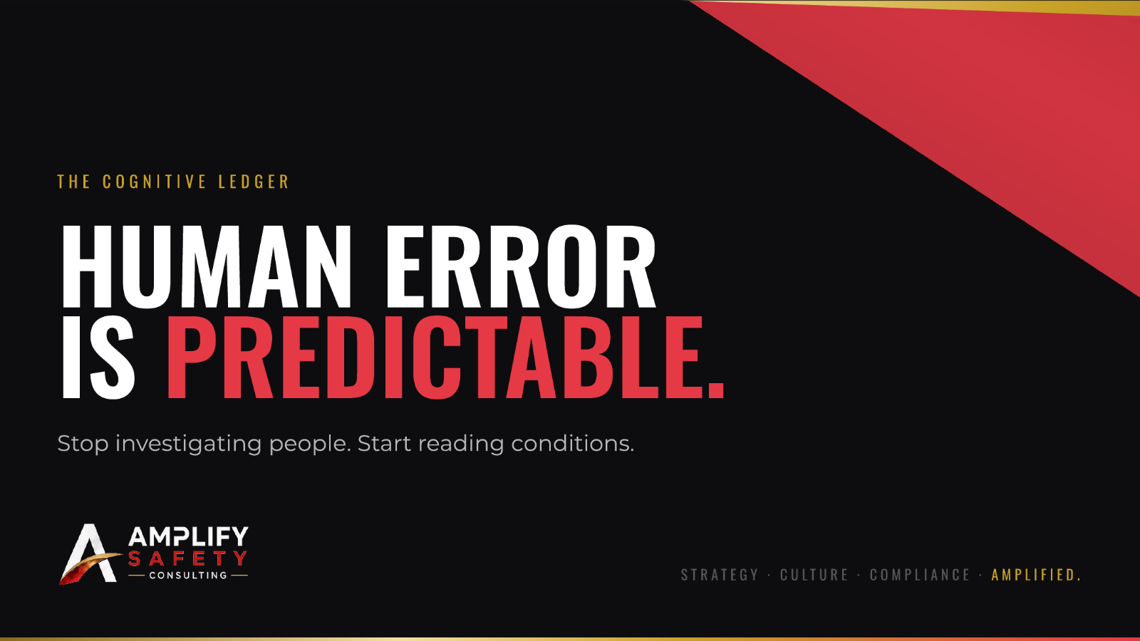Title slide from the keynote Human Error Is Predictable, The Cognitive Ledger, by Rachel Eigen